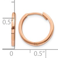 14K Rose Gold Round Hinged Hoop Earrings view 4
