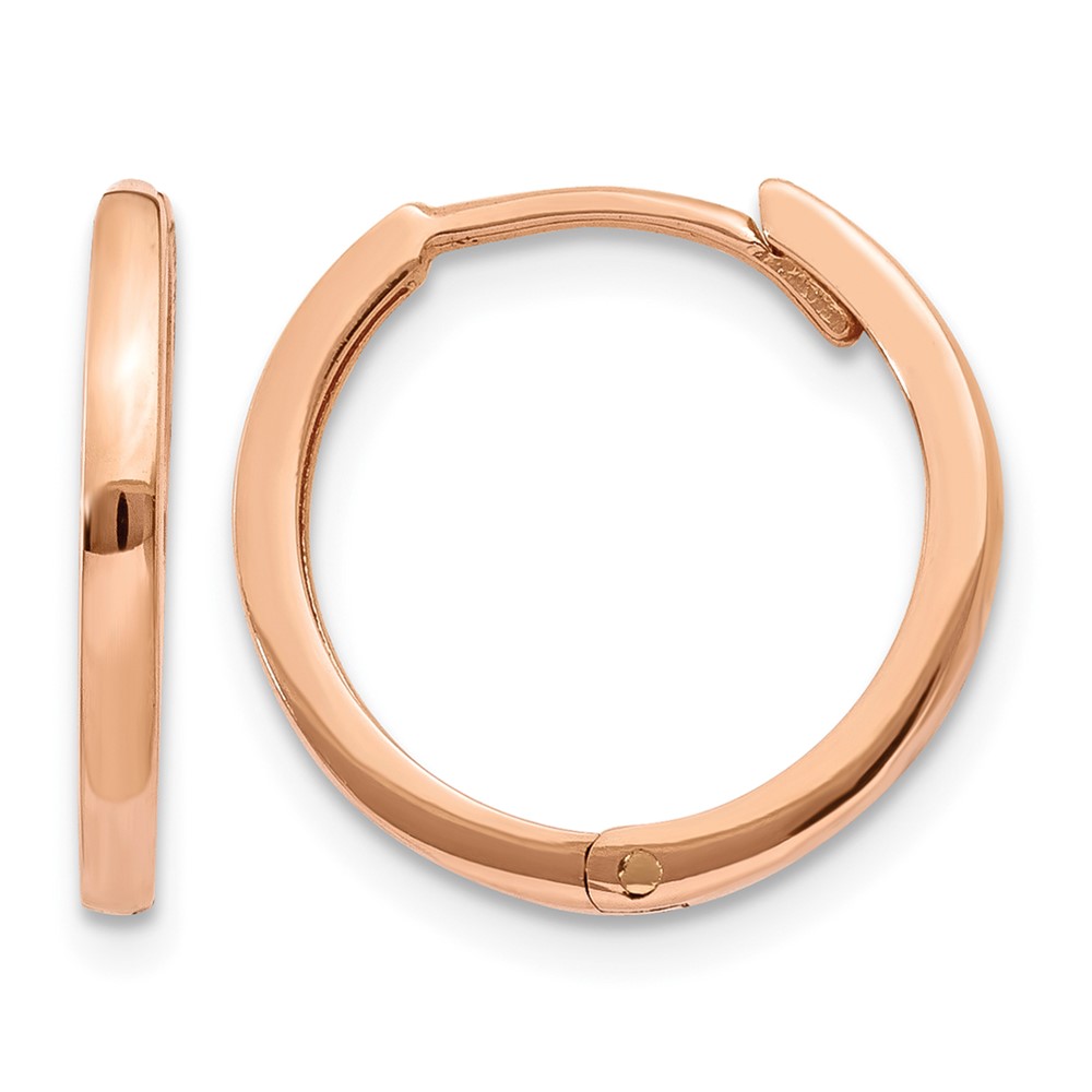 14k Rose Gold Round Hinged Hoop Earrings (TF764)