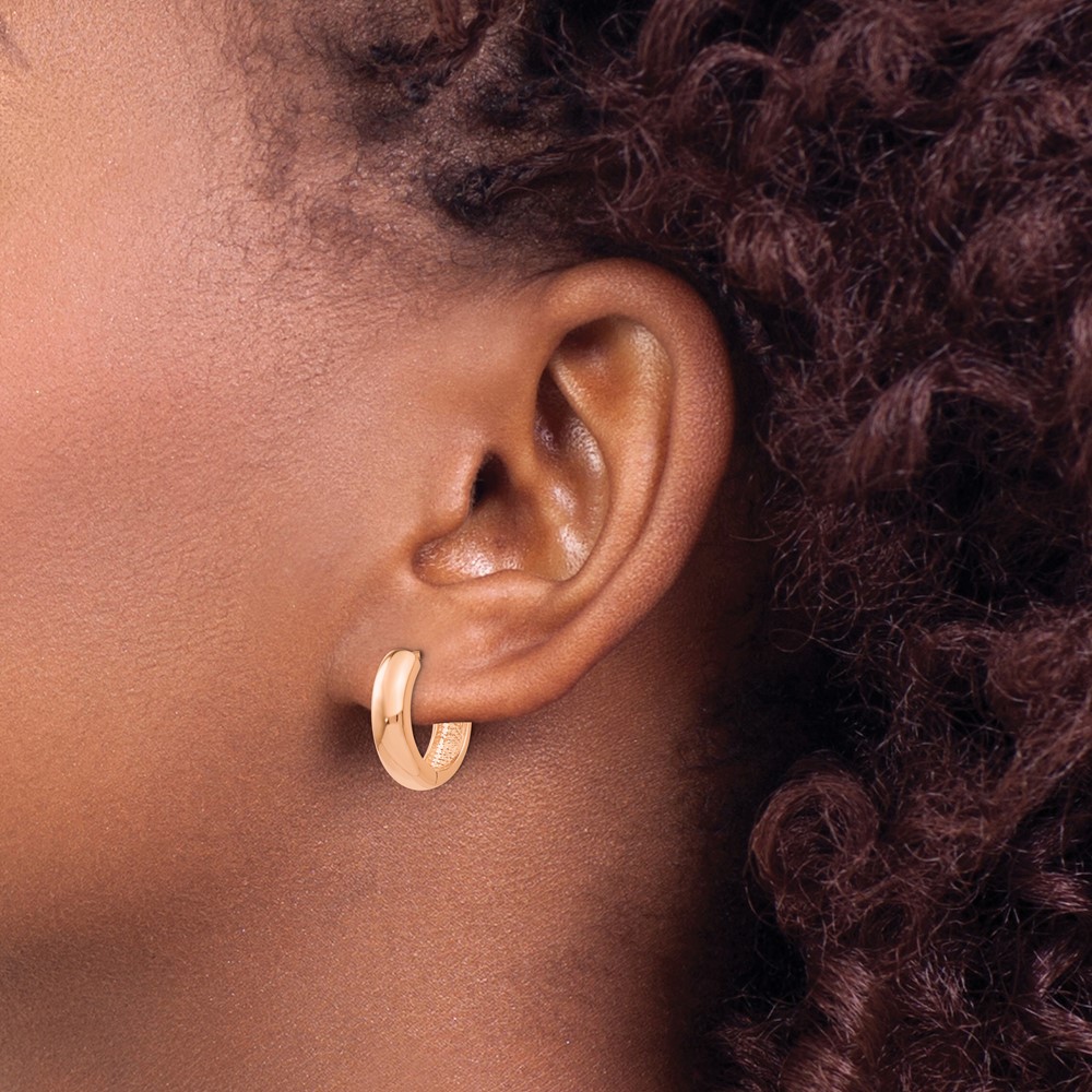14k Rose Gold Round Hinged Hoop Earrings (TF767)