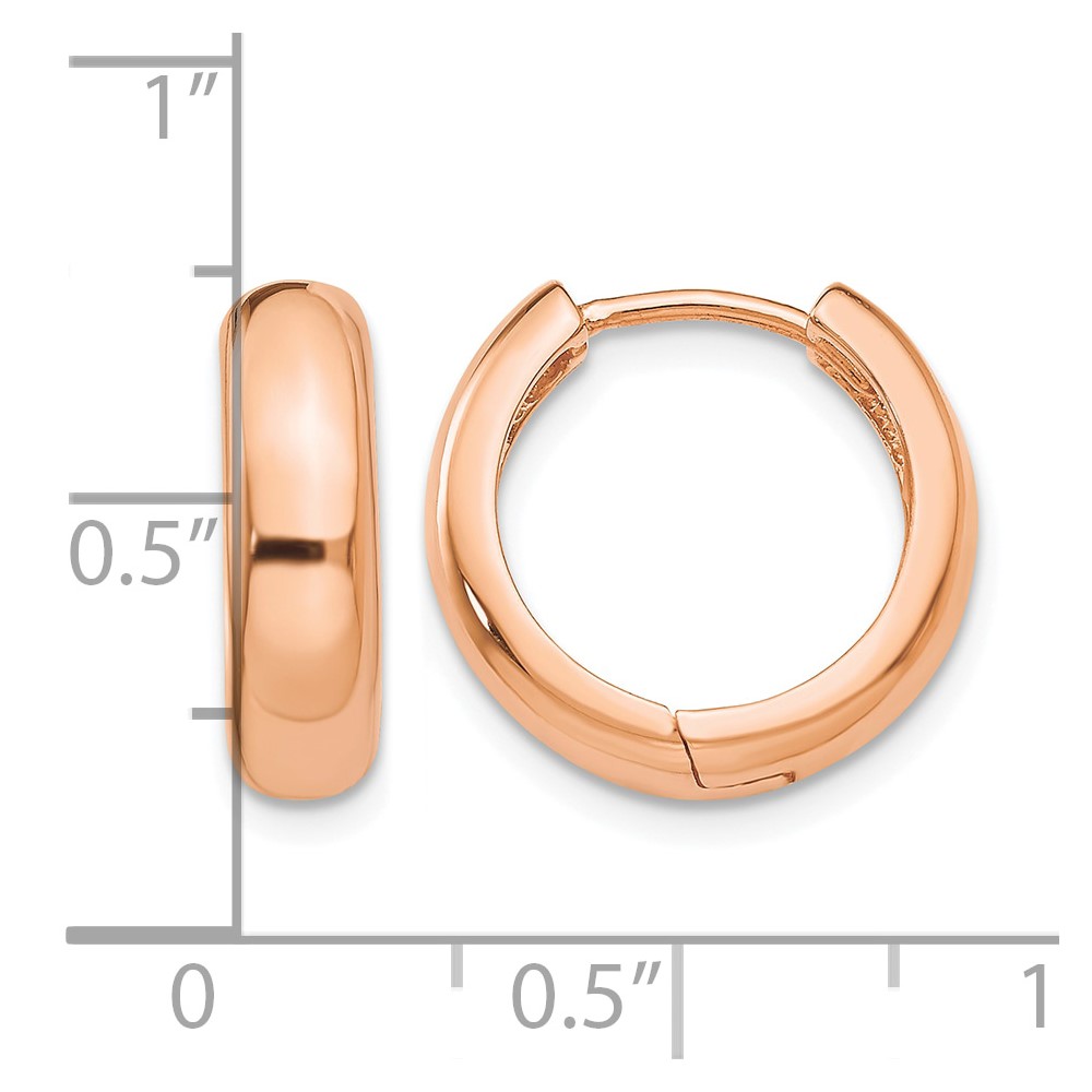 14k Rose Gold Round Hinged Hoop Earrings (TF767)