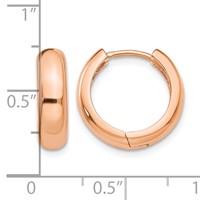 14K Rose Gold Round Hinged Hoop Earrings view 4