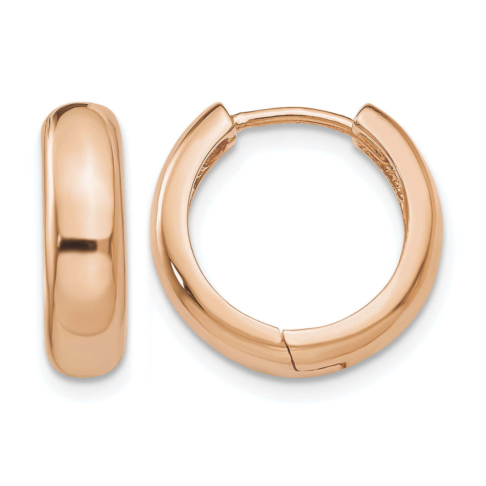 14k Rose Gold Round Hinged Hoop Earrings (TF767)