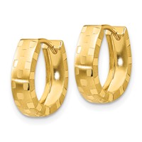 14K Diamond Cut 4mm Patterned Hinged Hoop Earrings view 2