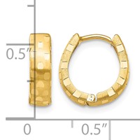 14K Diamond Cut 4mm Patterned Hinged Hoop Earrings view 4