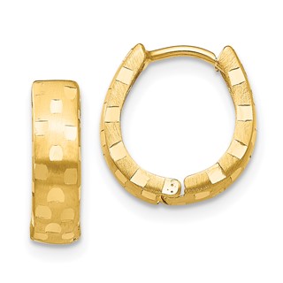 Gold Diamond-cut Hinged Hoop Earrings