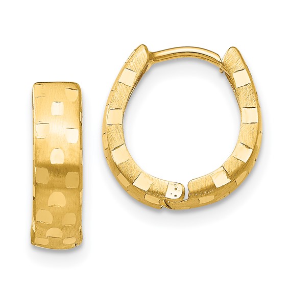 Gold Diamond-cut Hinged Hoop Earrings