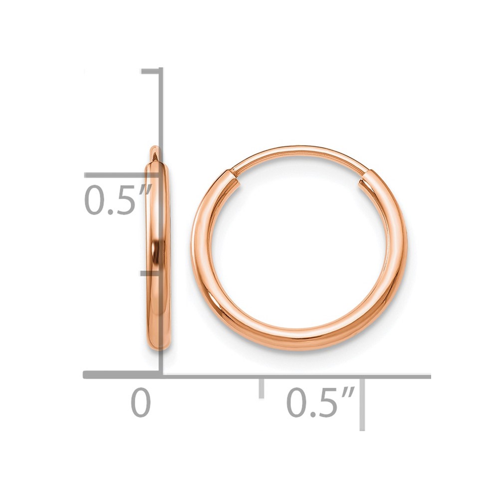 14k Rose Gold Polished Endless Tube Hoop Earrings (TF781)
