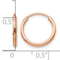 14K Rose Gold 1.5x 15mm Polished Endless Tube Hoop Earrings view 4