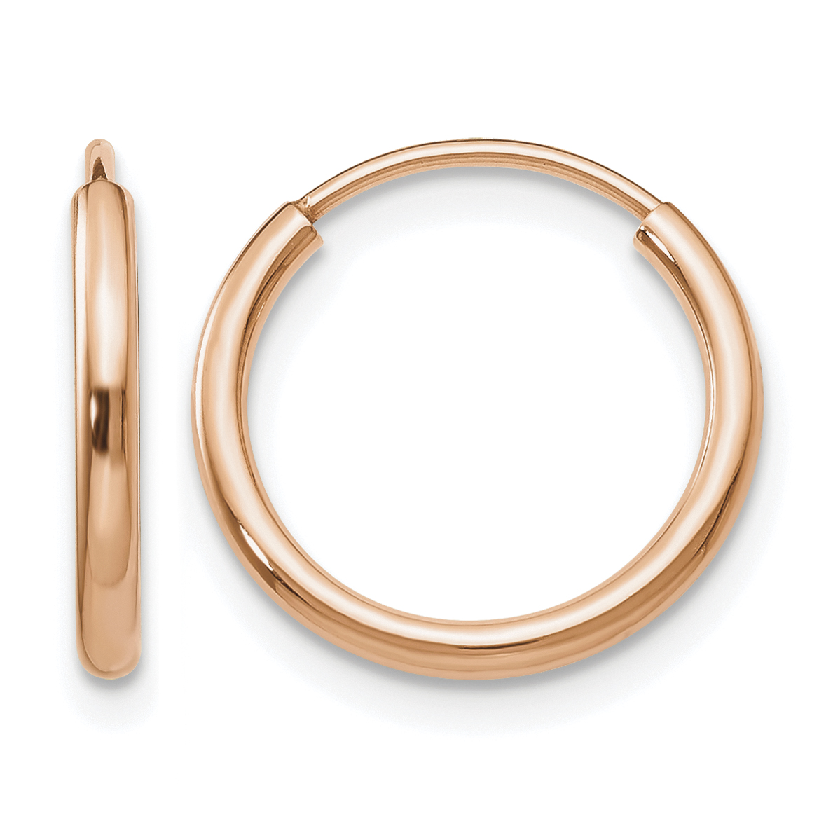 14k Rose Gold Polished Endless Tube Hoop Earrings (TF781)