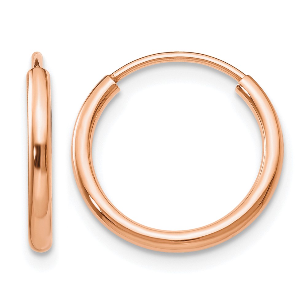 14k Rose Gold Polished Endless Tube Hoop Earrings (TF781)