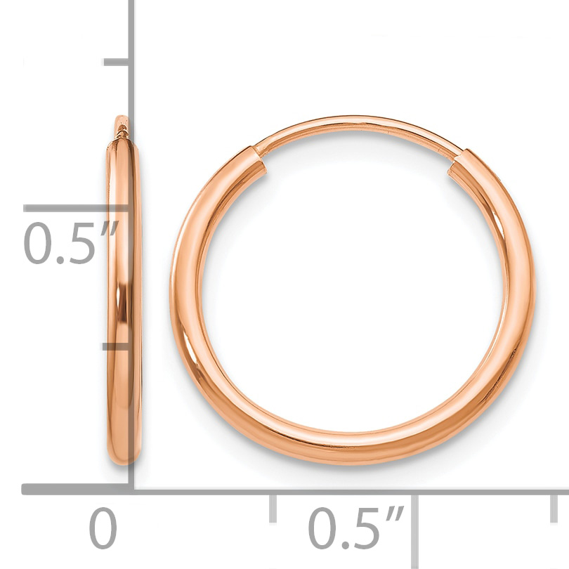 14k Rose Gold 1.5x16mm Polished Endless Tube Hoop Earrings TF782 detailed image 4