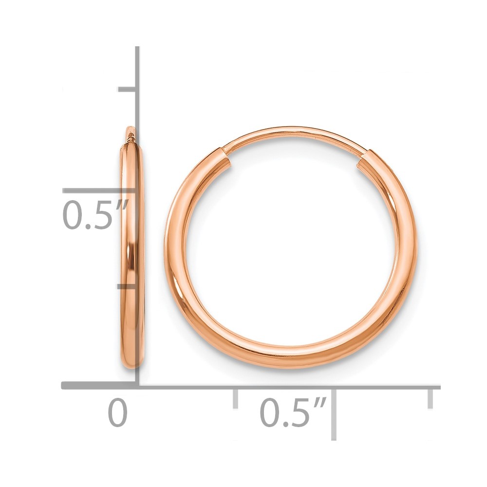 14k Rose Gold Polished Endless Tube Hoop Earrings (TF782)