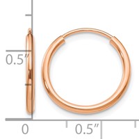 14K Rose Gold 1.5x 16mm Polished Endless Tube Hoop Earrings view 4