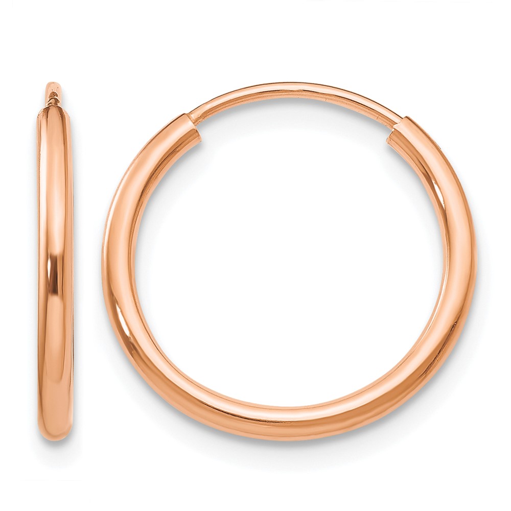 14k Rose Gold Polished Endless Tube Hoop Earrings (TF782)