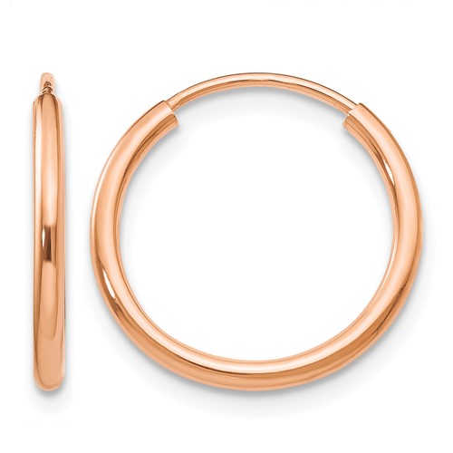 14K Rose Gold 1.5x 16mm Polished Endless Tube Hoop Earrings