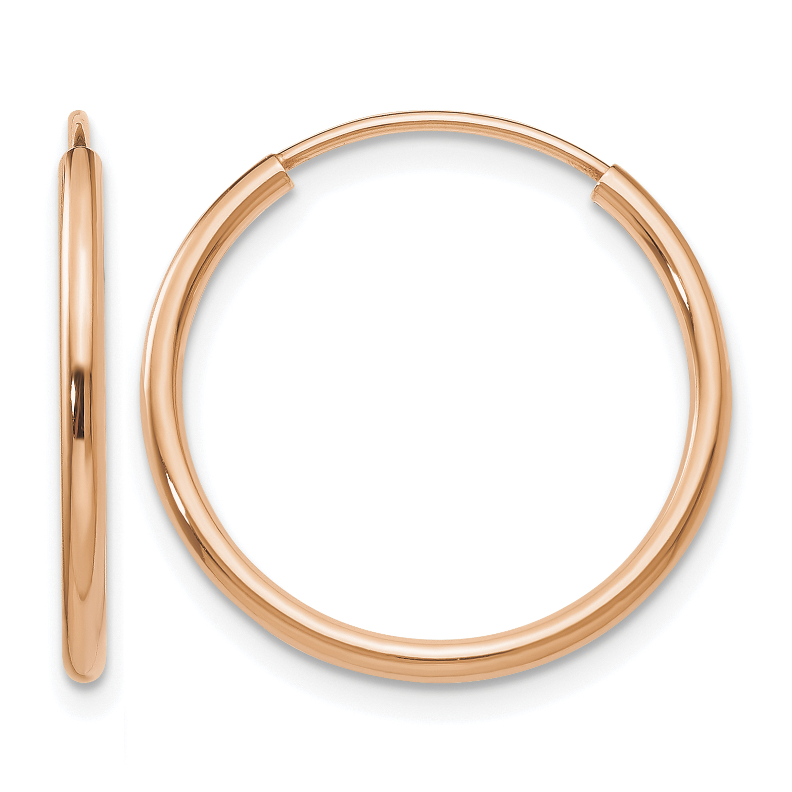 14k Rose Gold Polished Endless Tube Hoop Earrings (TF783)