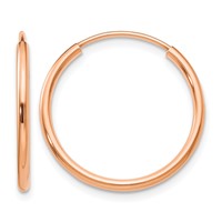 14K Rose Gold 1.5x 17mm Polished Endless Tube Hoop Earrings view 1