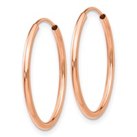 14K Rose Gold 1.5x 23mm Polished Endless Tube Hoop Earrings view 2