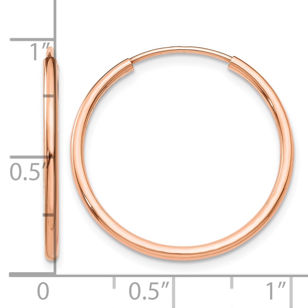14k Rose Gold Polished Endless Tube Hoop Earrings (TF784)