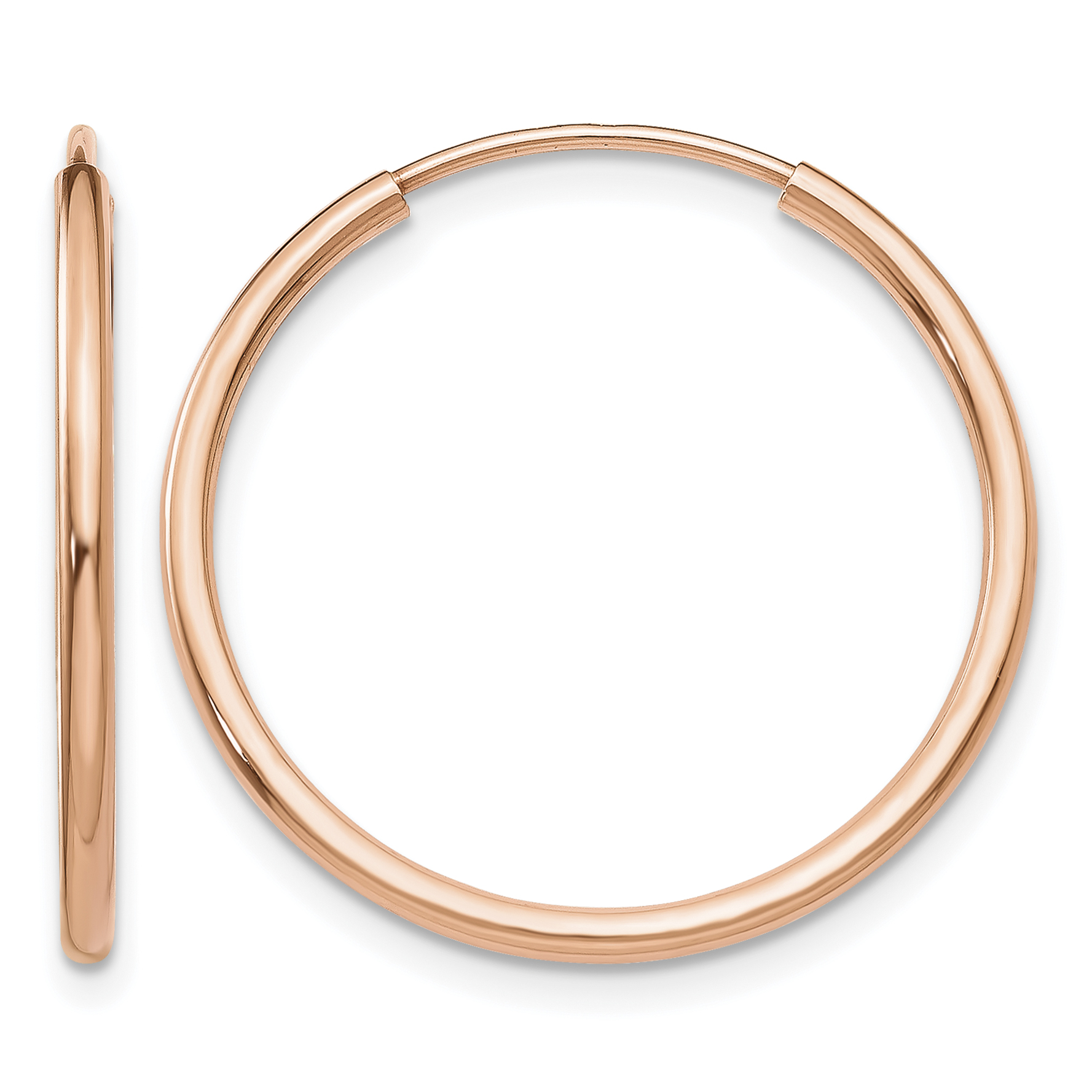 14k Rose Gold Polished Endless Tube Hoop Earrings (TF784)