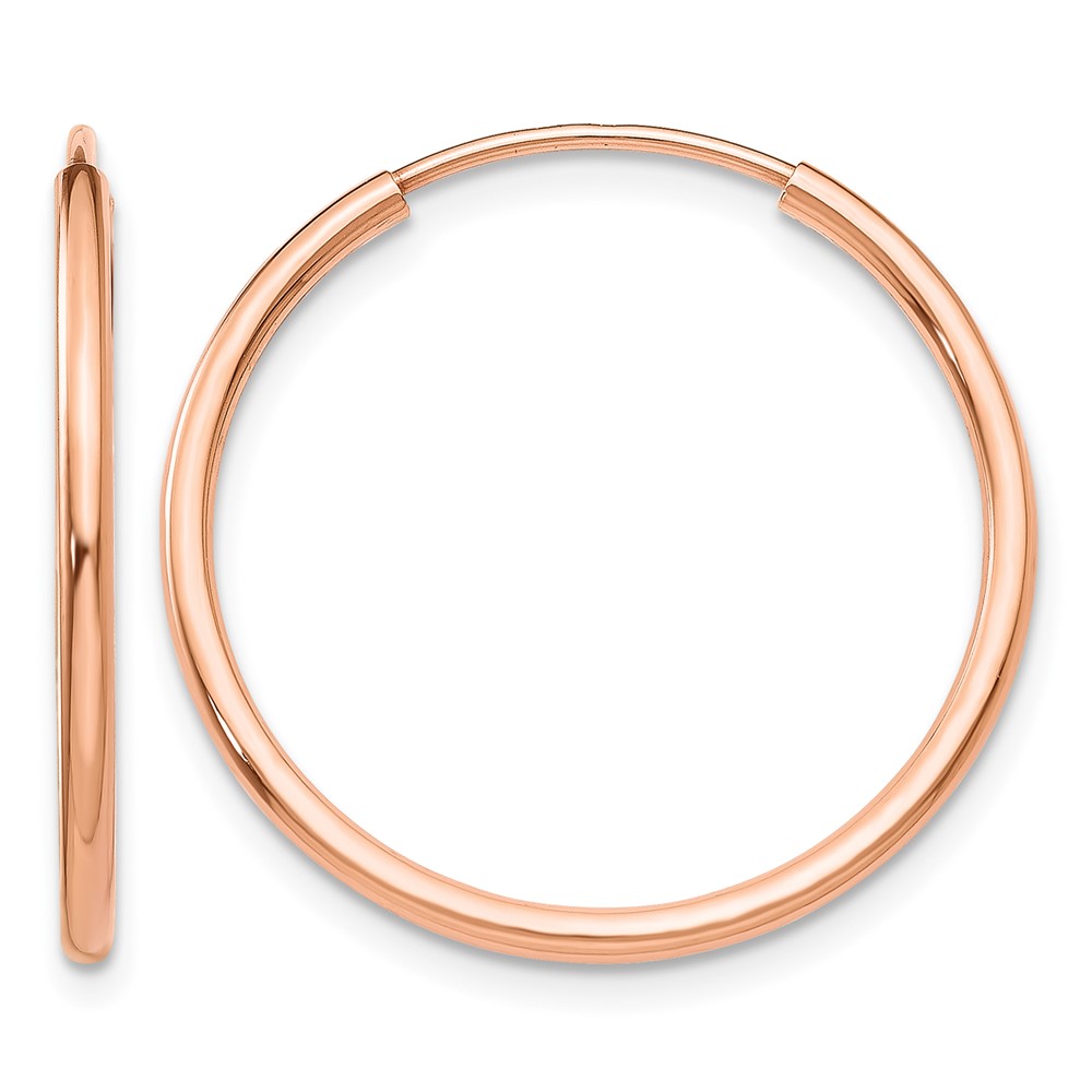 14k Rose Gold Polished Endless Tube Hoop Earrings (TF784)