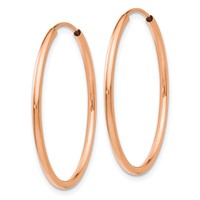 14K Rose Gold 1.5x 26mm Polished Endless Tube Hoop Earrings view 2