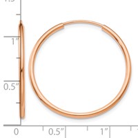 14K Rose Gold 1.5x 26mm Polished Endless Tube Hoop Earrings view 4