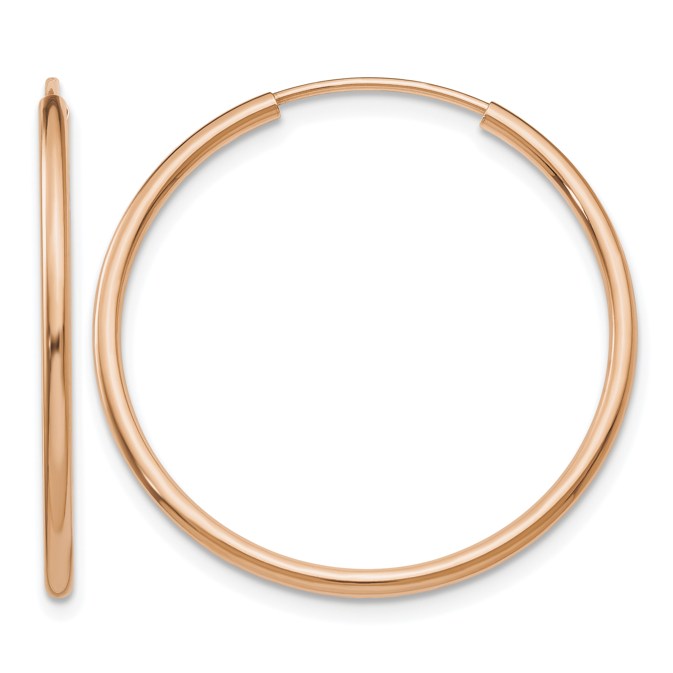 14k Rose Gold Polished Endless Tube Hoop Earrings (TF785)