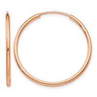 14K Rose Gold 1.5x 26mm Polished Endless Tube Hoop Earrings view 1