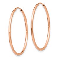14K Rose Gold 1.5x 30mm Polished Endless Tube Hoop Earrings view 2