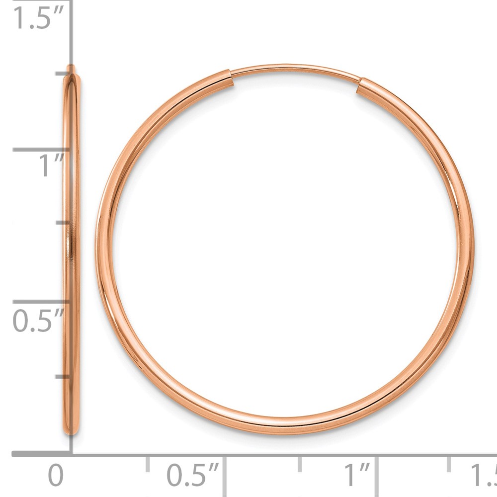 14k Rose Gold Polished Endless Tube Hoop Earrings (TF786)