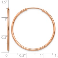 14K Rose Gold 1.5x 30mm Polished Endless Tube Hoop Earrings view 4