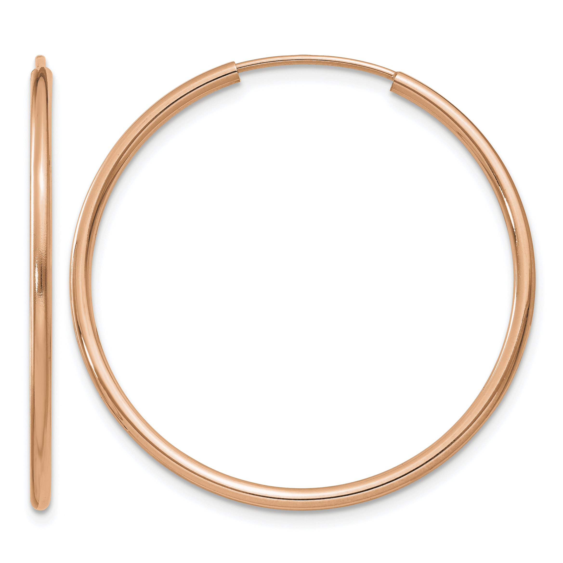 14k Rose Gold Polished Endless Tube Hoop Earrings (TF786)