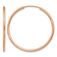 14K Rose Gold 1.5x 30mm Polished Endless Tube Hoop Earrings view 1