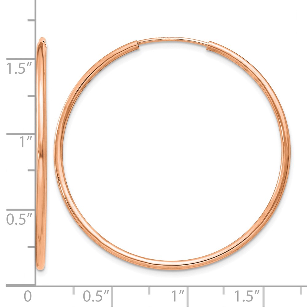 14k Rose Gold Polished Endless Tube Hoop Earrings (TF787)