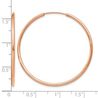 14K Rose Gold 1.5x 38mm Polished Endless Tube Hoop Earrings view 4