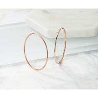 14K Rose Gold 1.5x 38mm Polished Endless Tube Hoop Earrings view 5