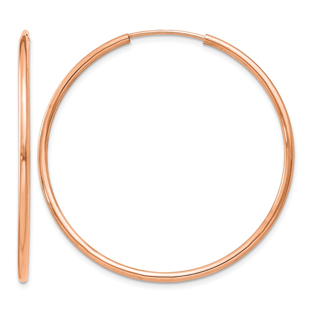 14k Rose Gold Polished Endless Tube Hoop Earrings (TF787)