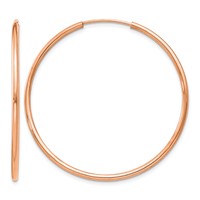14K Rose Gold 1.5x 38mm Polished Endless Tube Hoop Earrings view 1