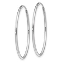 14K White Gold 1.2x 30mm Polished Endless Tube Hoop Earrings view 2