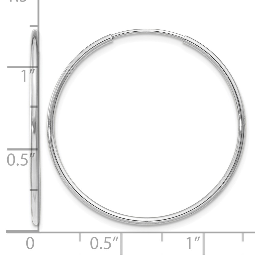 14k White Gold Polished Endless Tube Hoop Earrings (TF788)