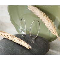 14K White Gold 1.2x 30mm Polished Endless Tube Hoop Earrings view 5