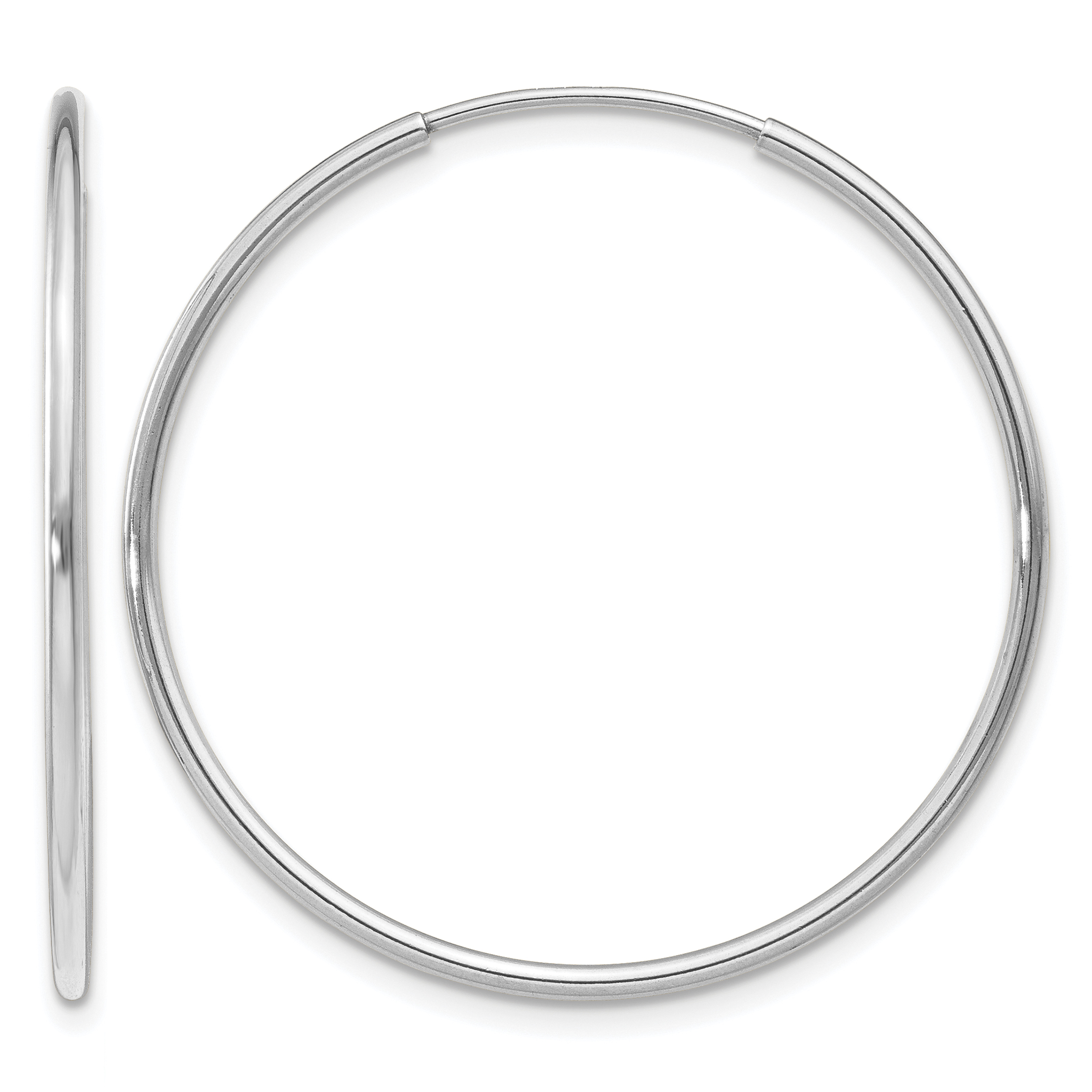 14k White Gold Polished Endless Tube Hoop Earrings (TF788)