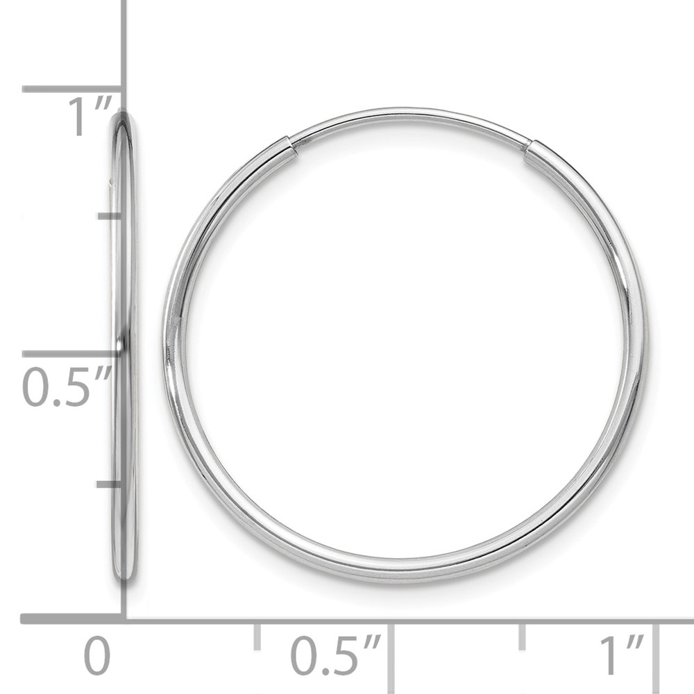 14k White Gold Polished Endless Tube Hoop Earrings (TF789)