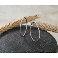 14K White Gold 1.2x 25mm Polished Endless Tube Hoop Earrings view 5