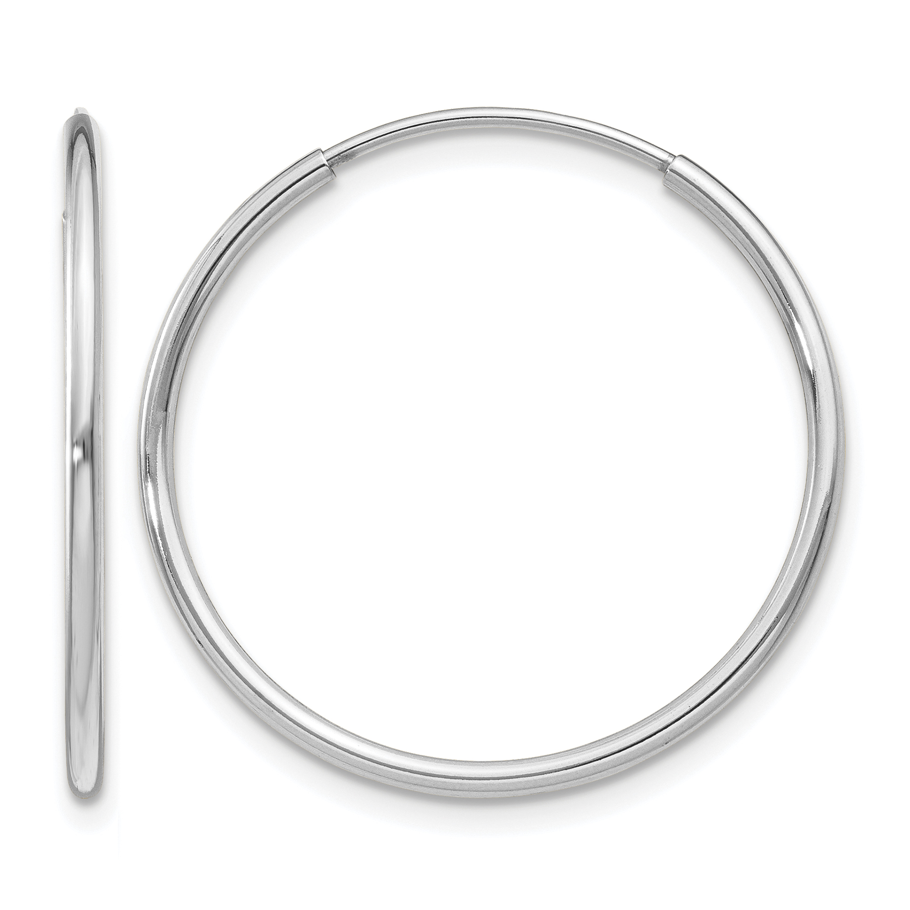14k White Gold Polished Endless Tube Hoop Earrings (TF789)