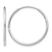 14K White Gold 1.2x 25mm Polished Endless Tube Hoop Earrings view 1
