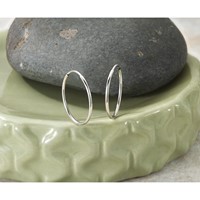 14K White Gold 1.2x 20mm Polished Endless Tube Hoop Earrings view 5