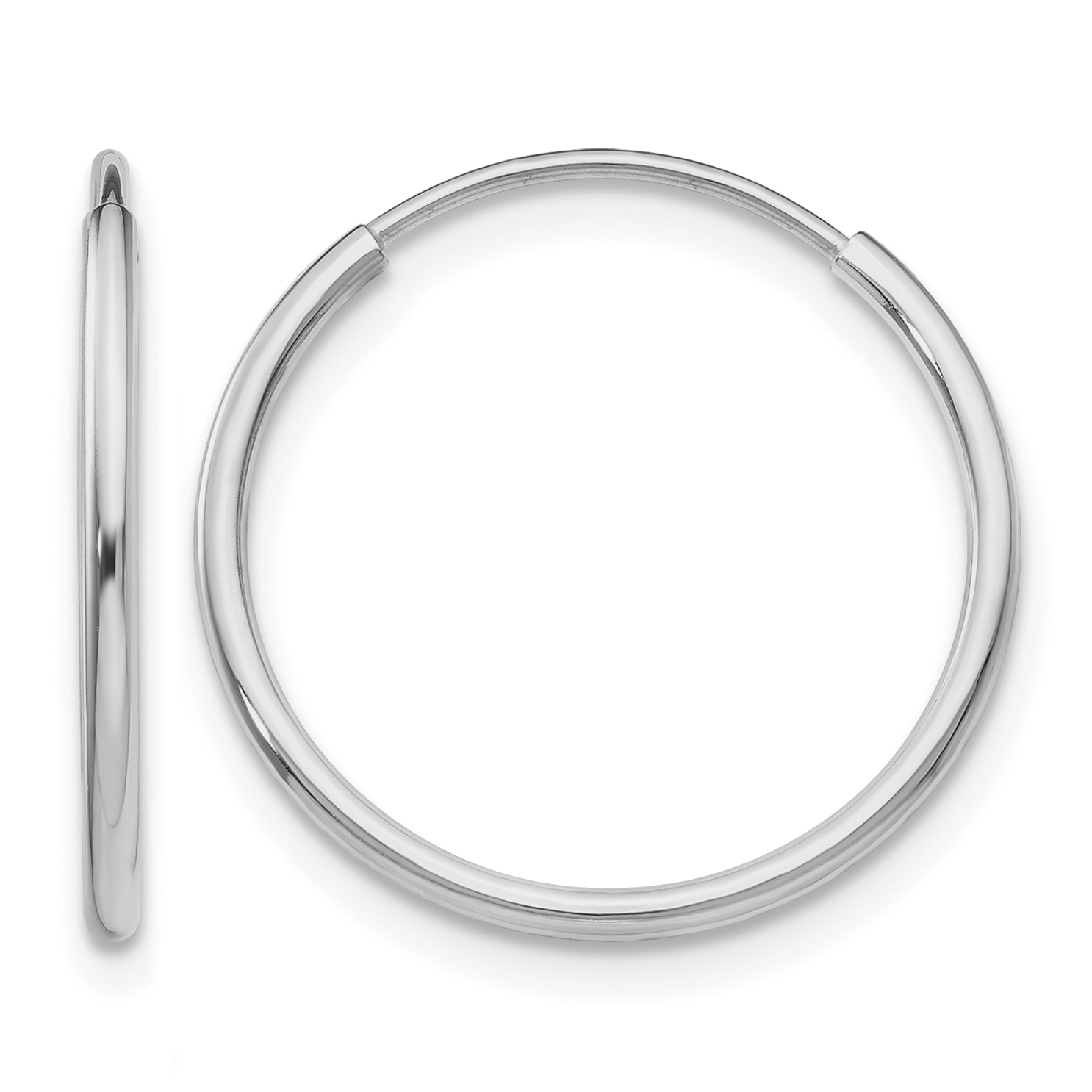 14k White Gold Polished Endless Tube Hoop Earrings (TF790)