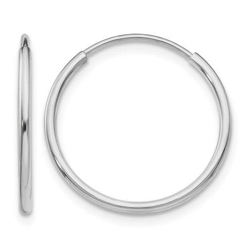 14K White Gold 1.2x 20mm Polished Endless Tube Hoop Earrings